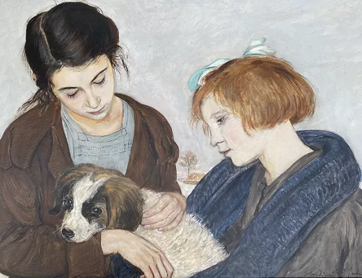 Fillettes au chien 