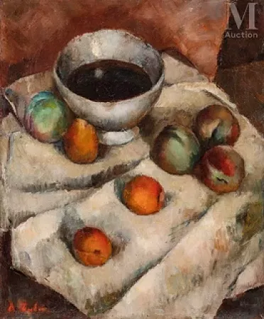 Nature morte au bol et aux pêches