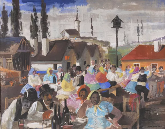 Le déjeuner en plein air, fête de village en Hongrie
